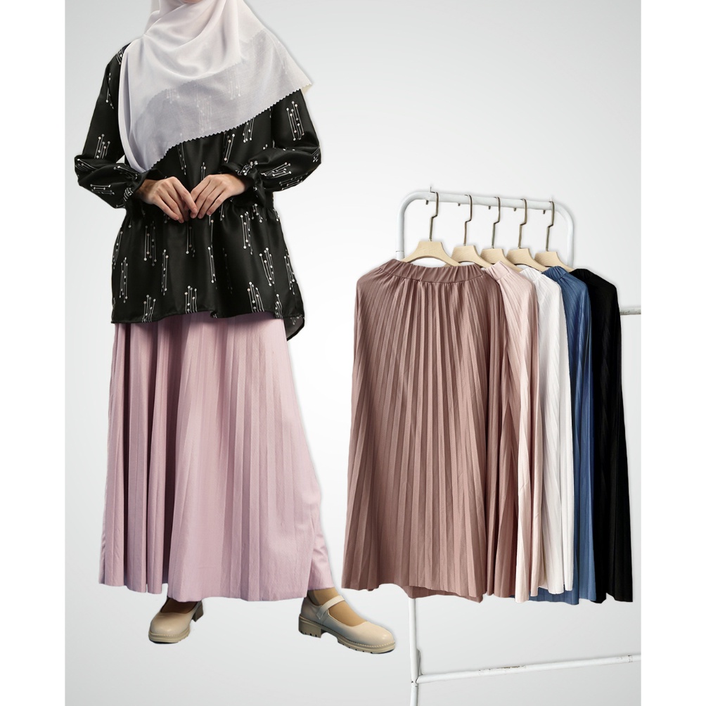 KODE N6G SQUADA  ROK PLISKET PREMIUM A Line Mayung 18 warna lengkap Hitam Putih Navy Pastel Coklat M