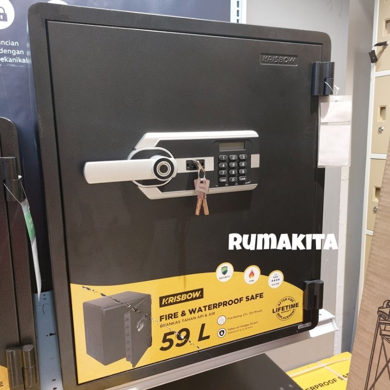 Krisbow brankas besi tahan api dan air 53x48.3x61 cm FP3503F