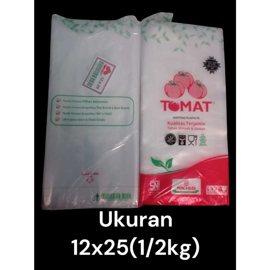 Plastik PE Merk Tomat Ukuran 12x25 Setengah Kilogram