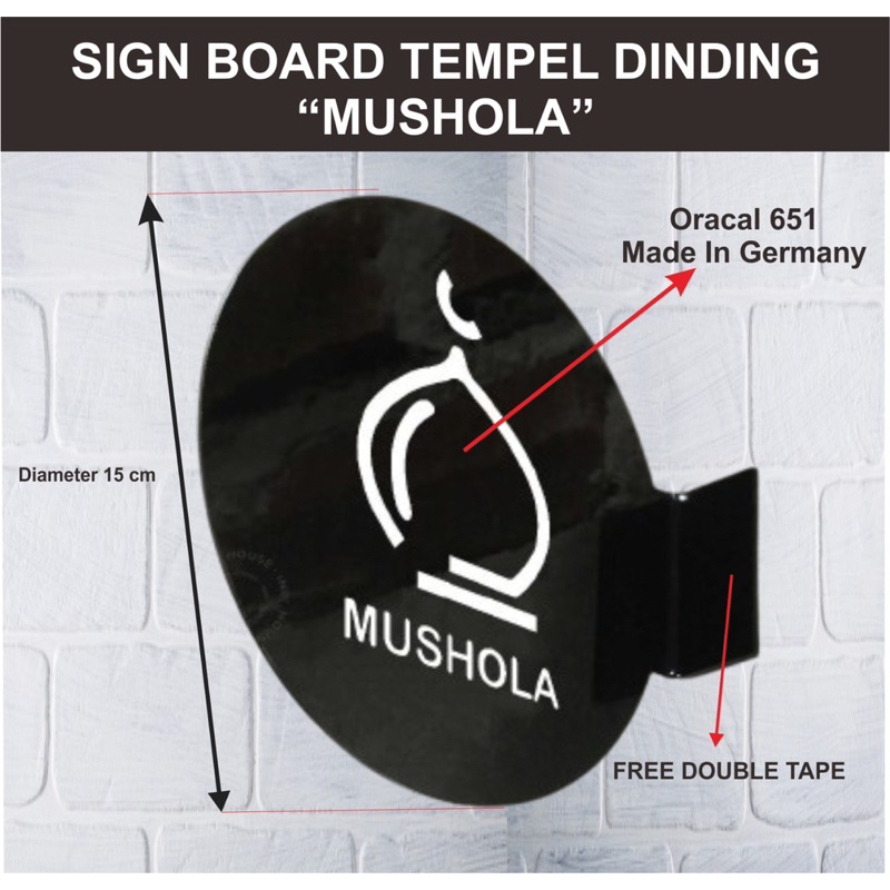 Sign Board Tempel Dinding Bulat Mushola/Sign Board Bulat Mushola