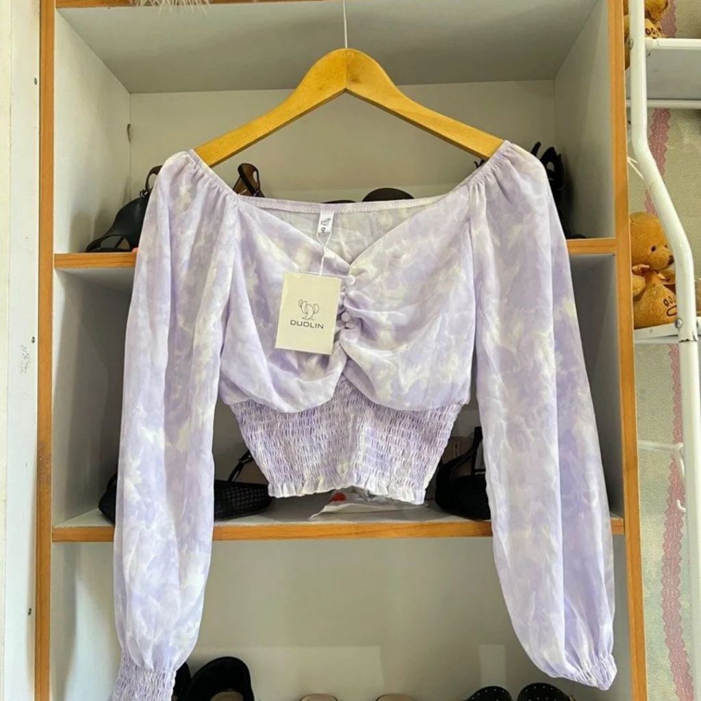 [Barang baru] import blouse tie dye lilac preloved