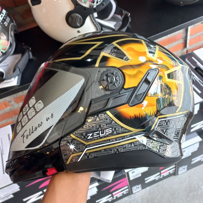 HELM ZEUS ZS613C ZS 613C BLACK AJ20 ORANGE