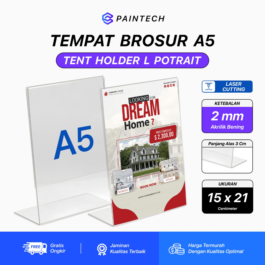

Tempat Brosur Akrilik L Acrylic A5 2mm Potrait – Display QRIS & Informasi Menu
