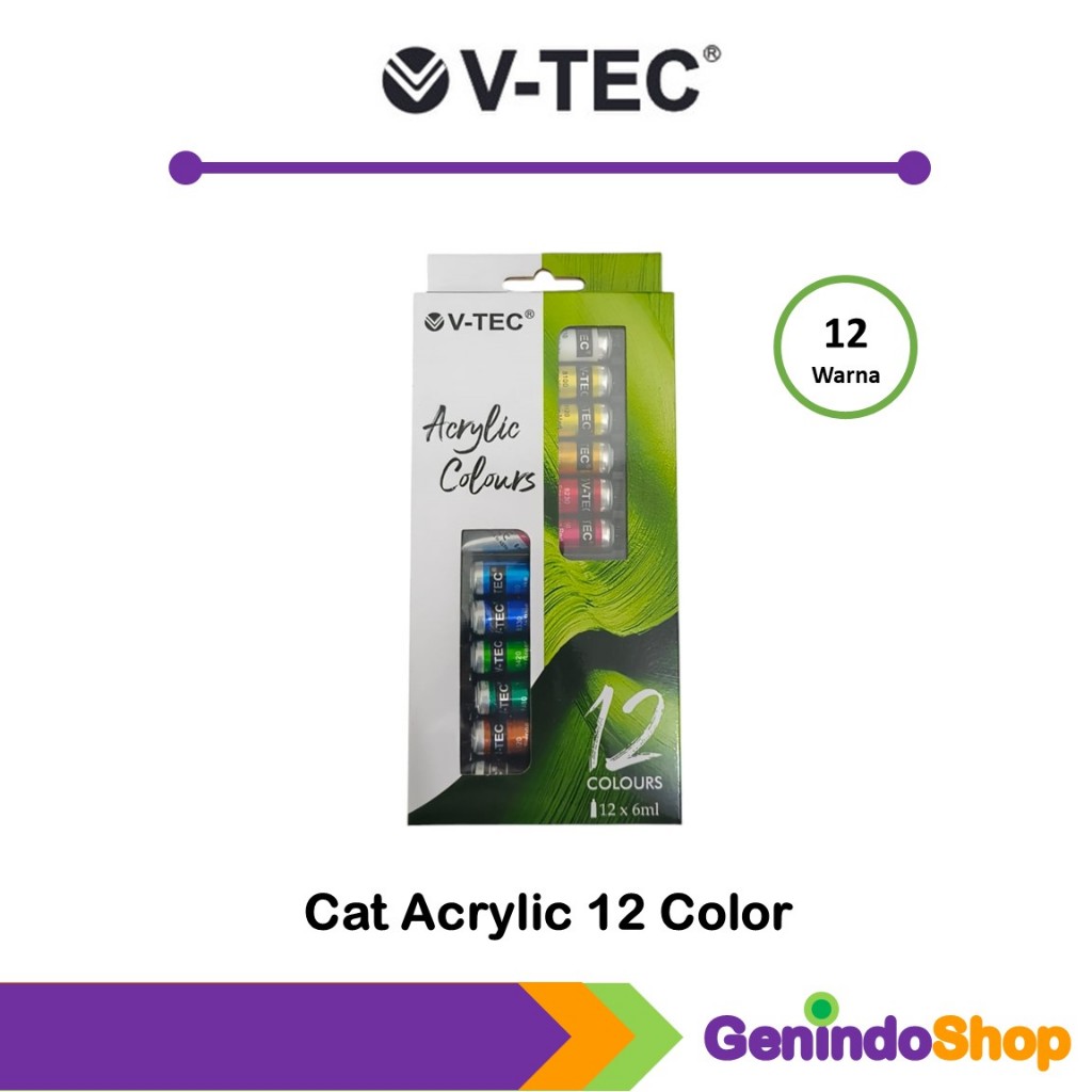

Cat Acrylic 12 Warna x 6 ml V-Tec