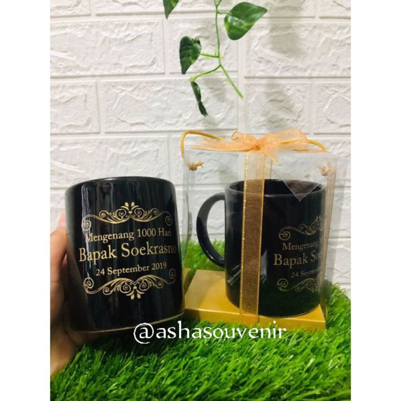 SOUVENIR MUG BESAR HITAM CUSTOM / SOUVENIR PERNIKAHAN / SOUVENIR WEDDING/ SOUVENIR PROMOSI