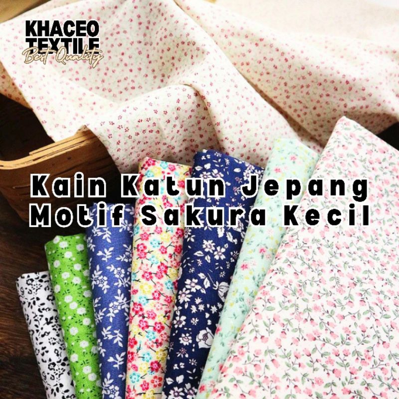 PROMO Kain Katun Jepang Motif Sakura Kecil/Kain Katun Jepang Motif/Katun Jepang