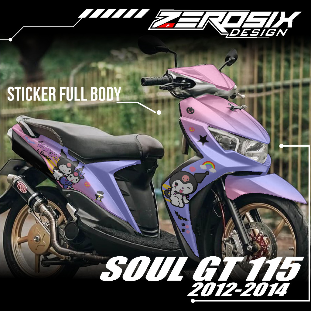 (COD) Decal Sticker Motor Mio SOUL GT 115 2012-2015 Full Body Stiker Racing SOUL GT Motif Kuromi