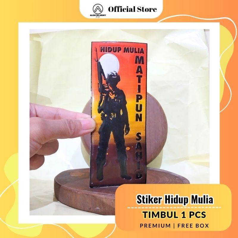 Alfatih Army Stiker timbul Nopol PM Hidup Mulia Matipun Sahid 5x16 cm Mobil Original | Stiker Kaca