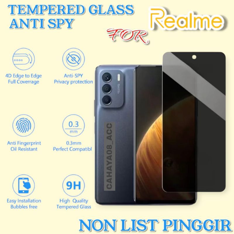 Tempered Glass Anti Spy Realme C30 C30s C31 C33 C35 C51 C53 C55 C63 C65 5g Anti Gores Aksesoris hp A