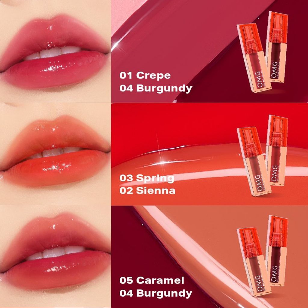 OMG OH MY GLAM Glassy Lip Tint 2g - Lip Tint Warna Intense Tahan 12 Jam Skincare Infused OMG Lip Tin