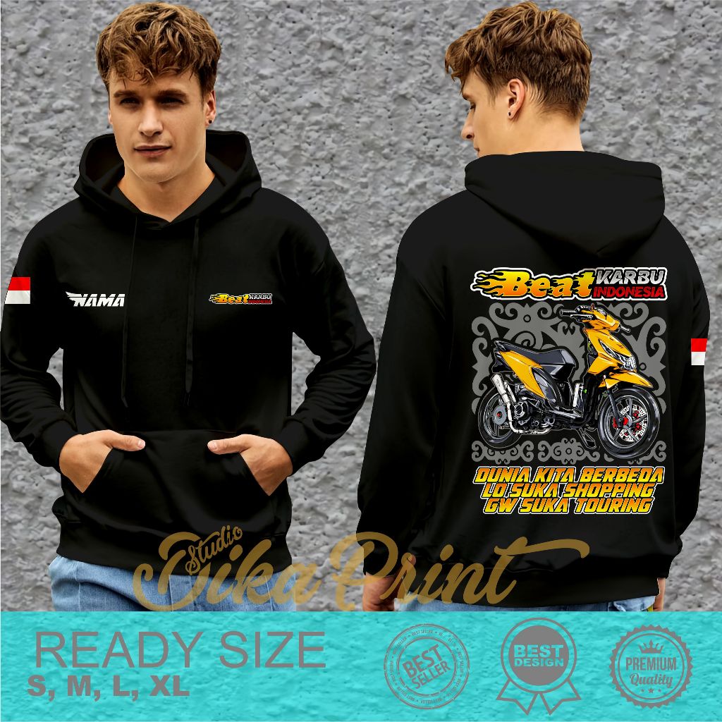 Jaket Hoodie Motor Beat Karbu Indonesia Bahan Nyaman Dan Adem