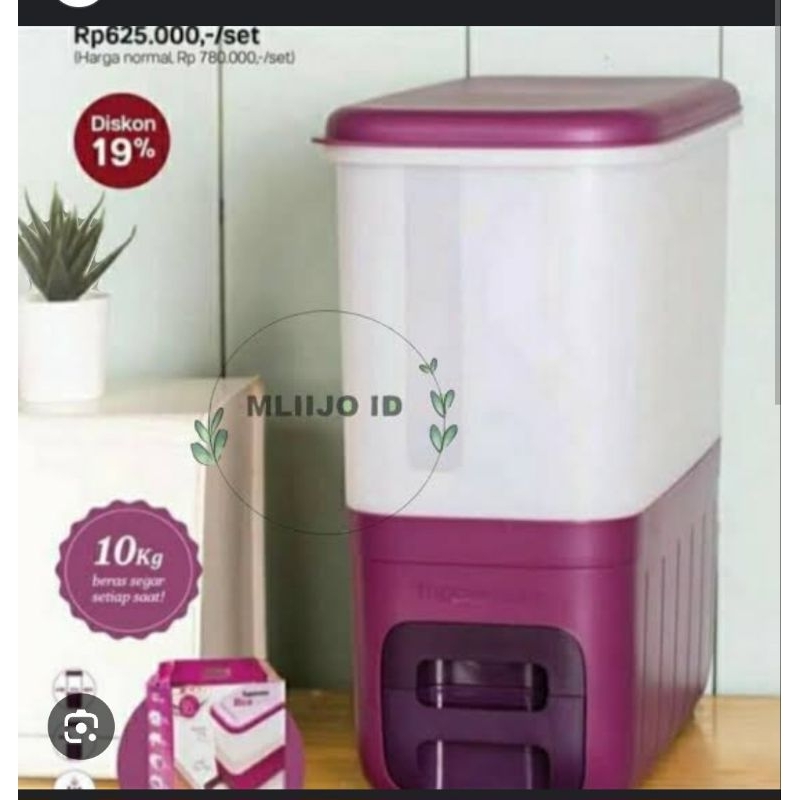 Tupperware Rice Smart 10kg Promo Dispenser Beras