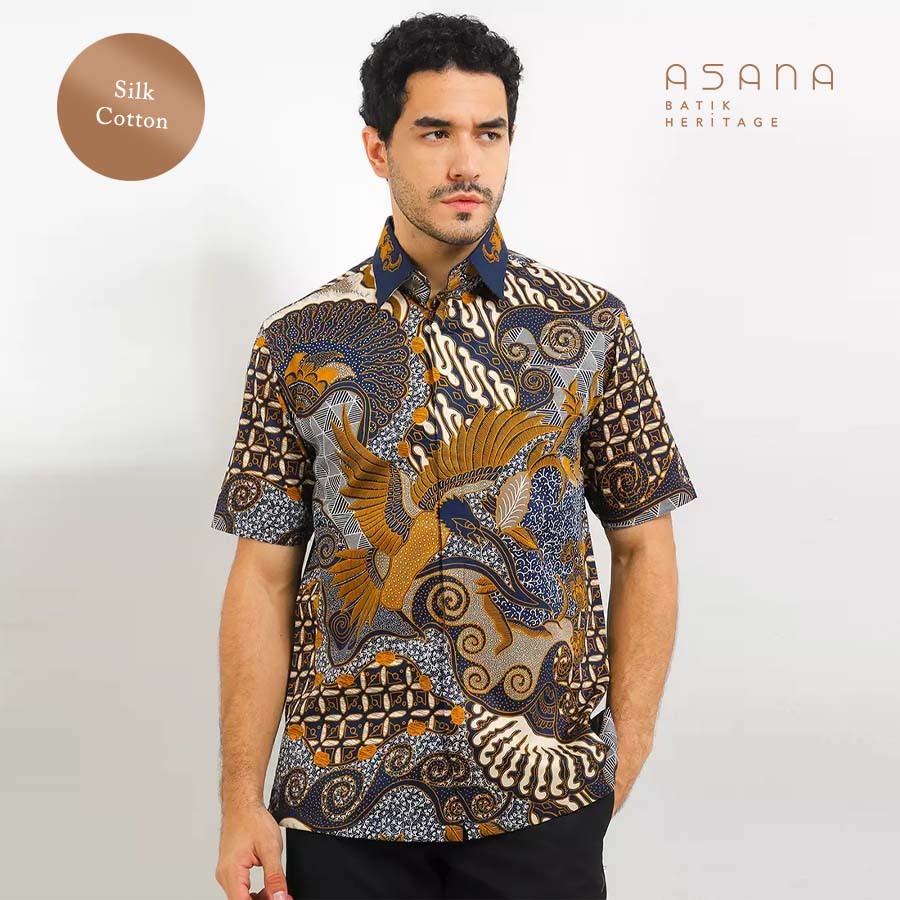 Kemeja Asana Batik Lengan Pendek Tawang - Biru