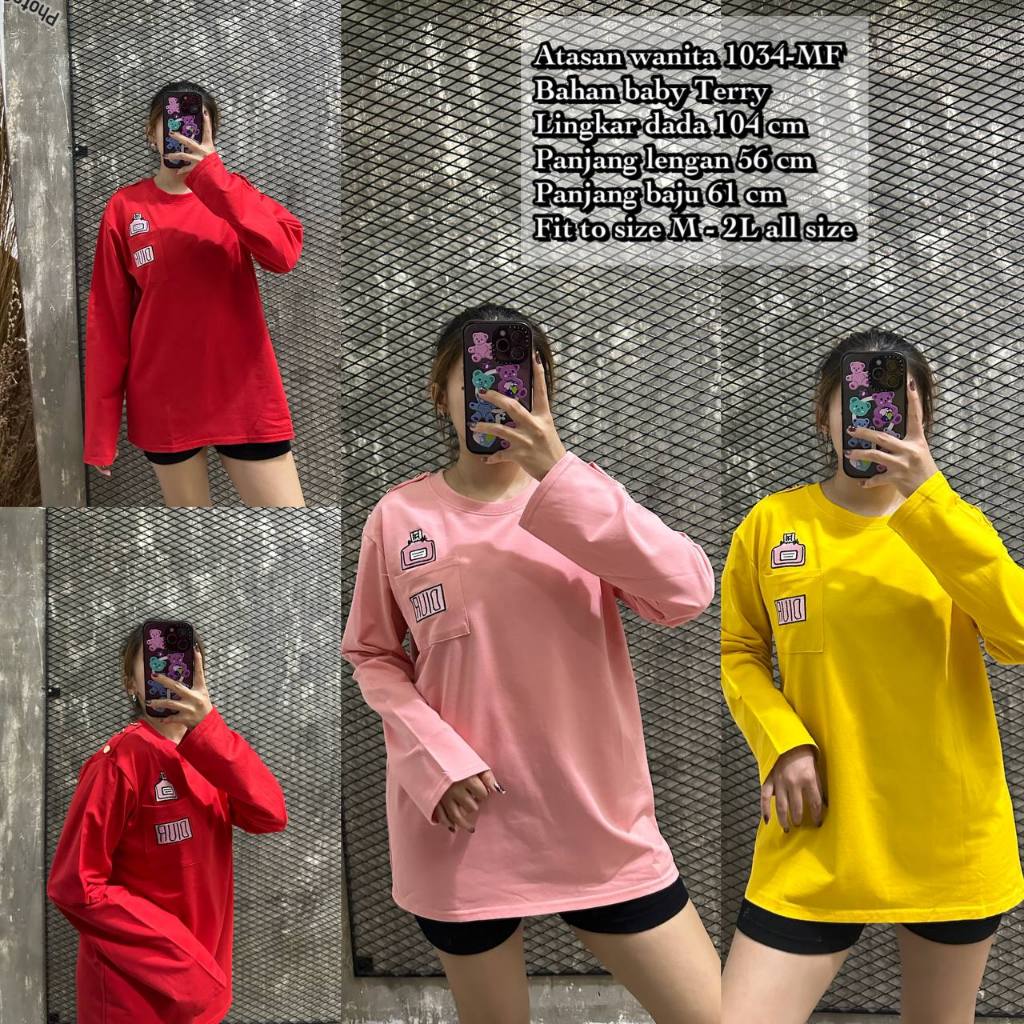 SWEATER 1034-MF IMPORT KAOS LENGAN PANJANG LD 104 FIT M-XXL BISA COD