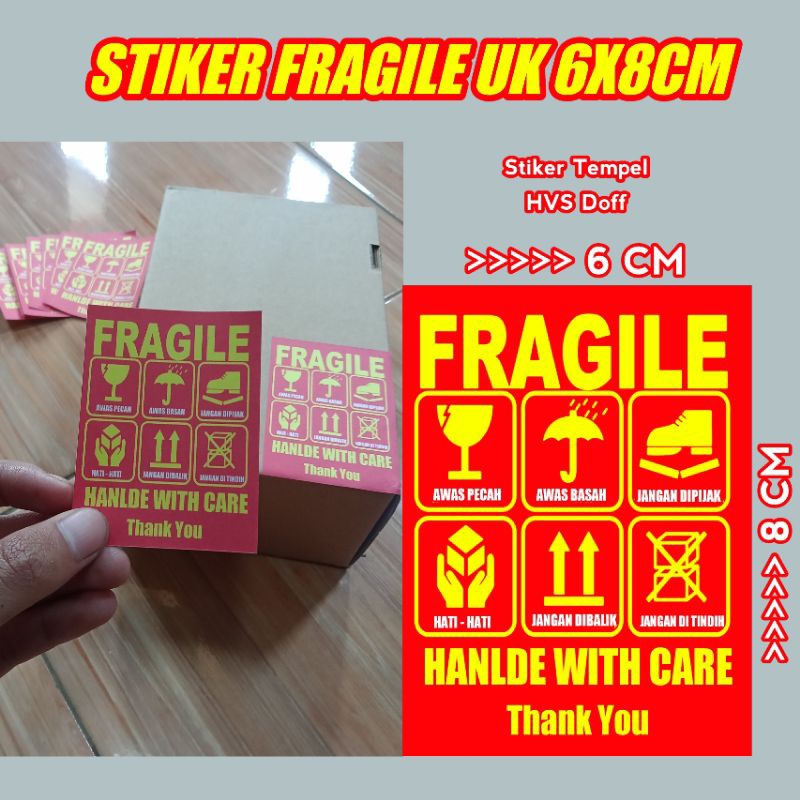 

sticker fragile stiker tempel buat paket pengiriman warning hari hati