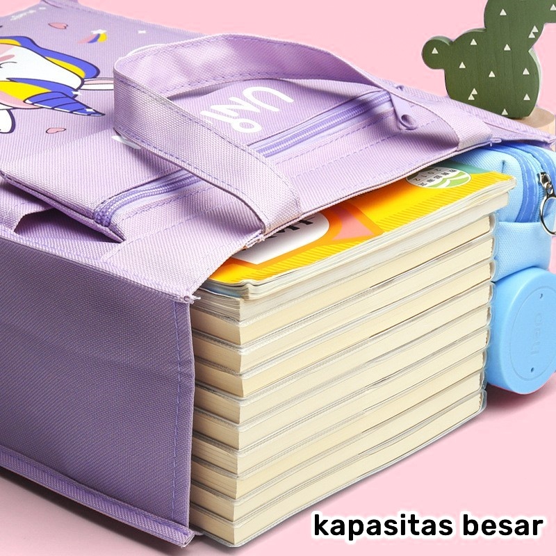 Tas Les Anak A4 Anti Air /Tas Folder Dokumen Karakter Kartun /Tas Belajar Map Waterproof /Tas Kursus