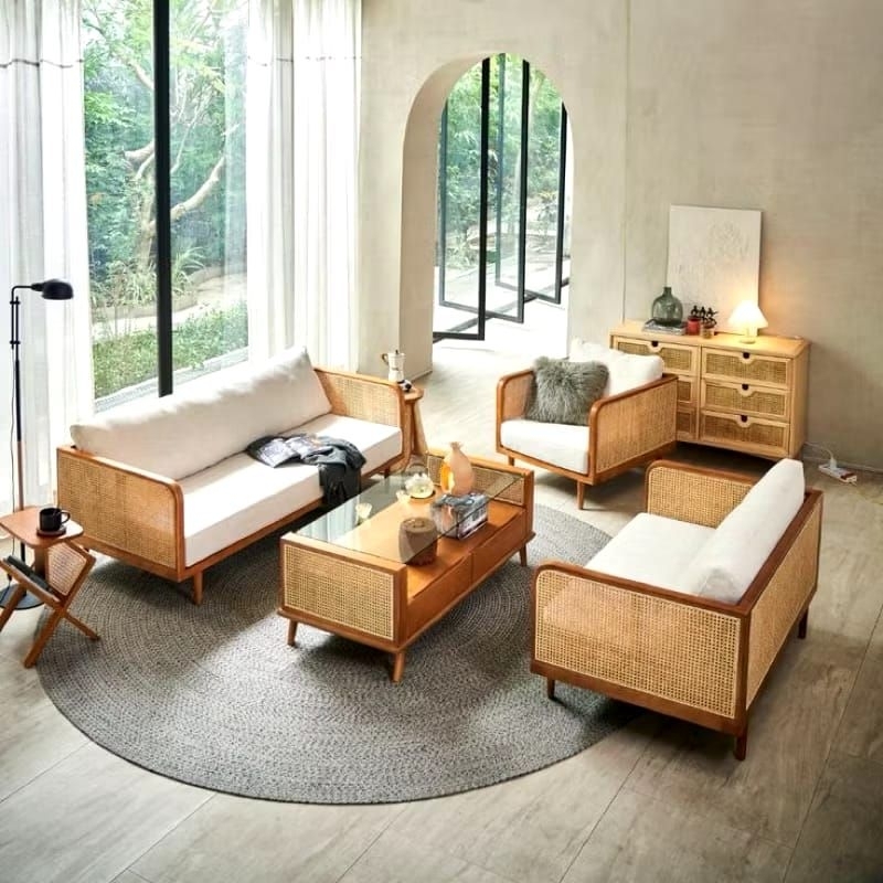 Termurah Set kursi tamu retro kursi sofa rotan sofa tamu minimalis rotan