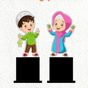 Piala Akrilik (Anak Muslim Biru Pink) - Piala Wisuda- Piala ANAK Muslim - Plakat Akrilik Wisuda - Pl