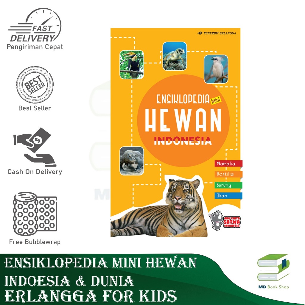 BEST SELLER ORIGINAL BUKU CERITA ENSIKLOPEDIA MINI HEWAN INDONESIA DAN DUNIA - ERLANGGA FOR KIDS