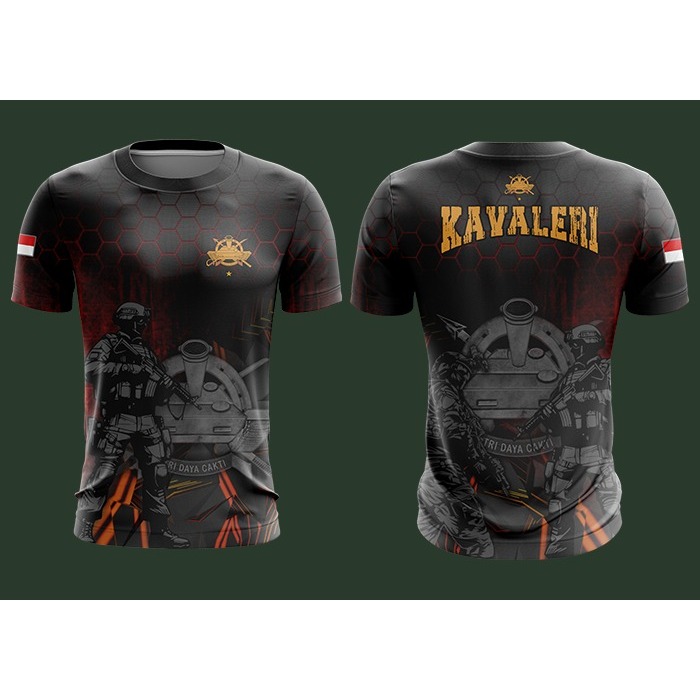 KAOS JERSEY KAVALERI HITAM MERAH LENGAN PENDEK NEW