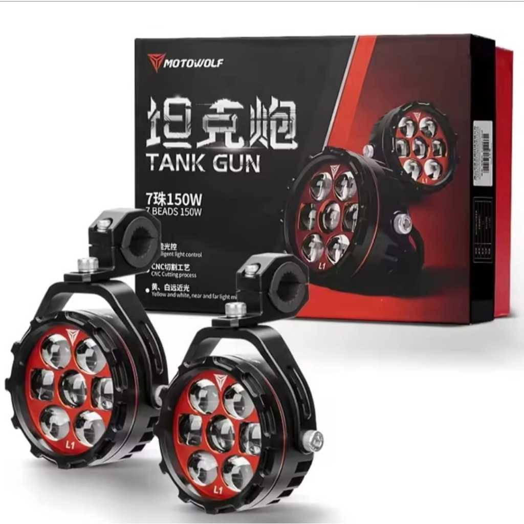 Lampu Sorot Motor Fog Lamp 7 titik 6 Mode 150W BMW Ducati HD Spot Touring Motowolf L1 Tank Gun