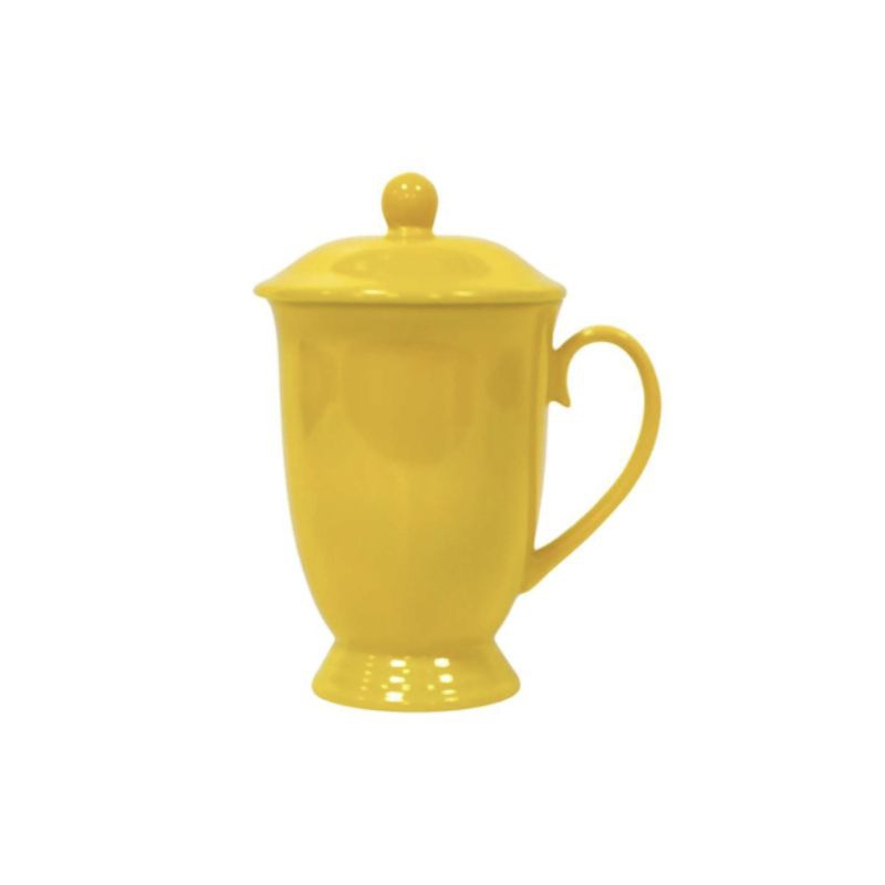 Gelas dan Mug Color Yellow VICENZA with cover, terdiri atas 6 pcs dibuat dari Porcelain (keramik ber