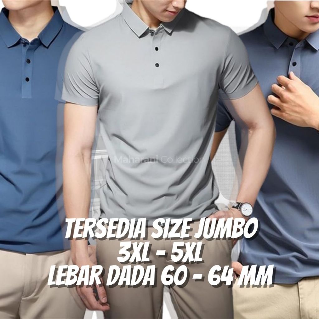 Kaos Polo Shirt Pria Polos Dry Fit Kerah Seamless Golf Premium Jumbo Big Size