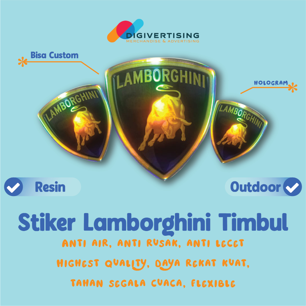 Stiker Mobil/ Emblem Lamborghini/Stiker Resin