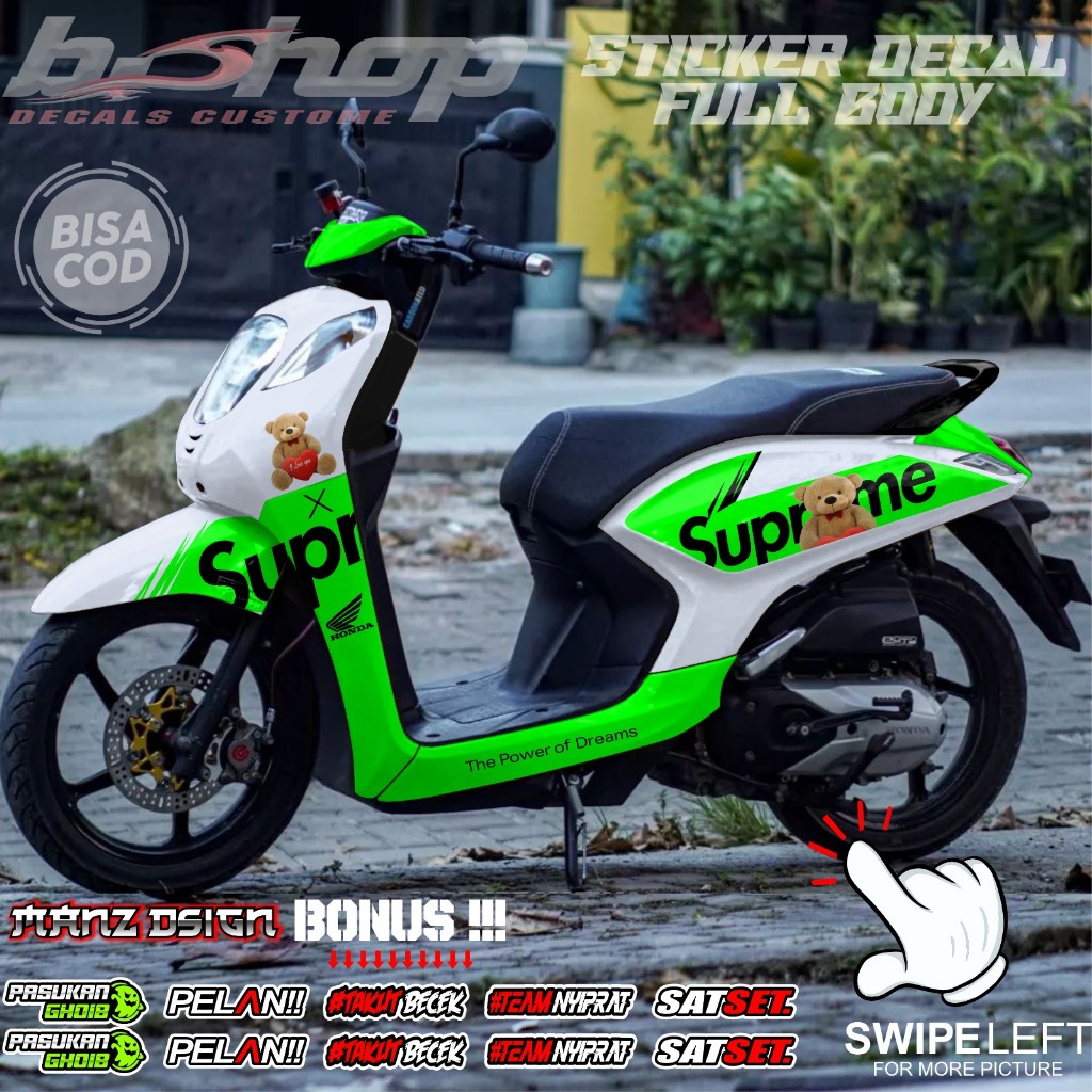 Sticker decal fullbody GENIO variasi motor motif supreme bebas custom
