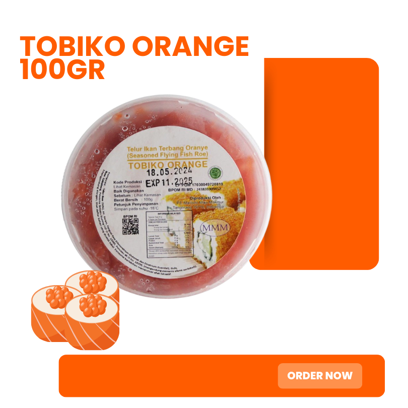 

Tobiko Orange 100gr / Telur Ikan Terbang / Flying Fish Roe PREMIUM