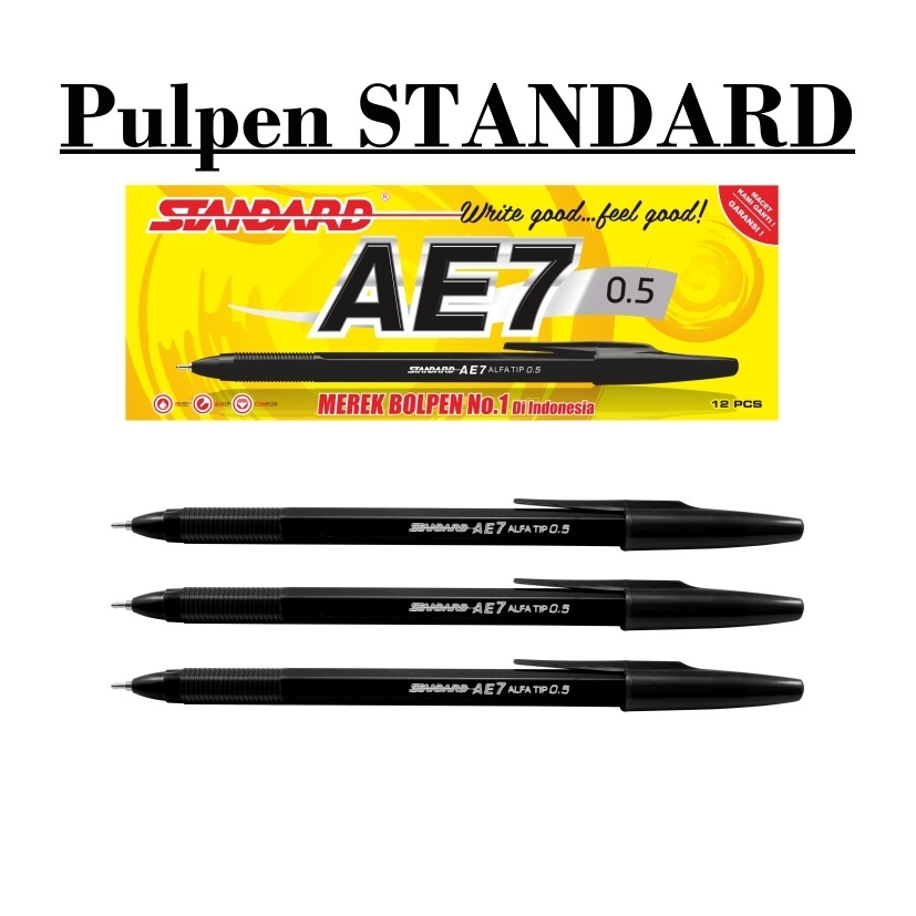 

Pulpen Standard AE7 Ballpoint Hitam Biru Pena Standard Balpoin (isi 12pcs)
