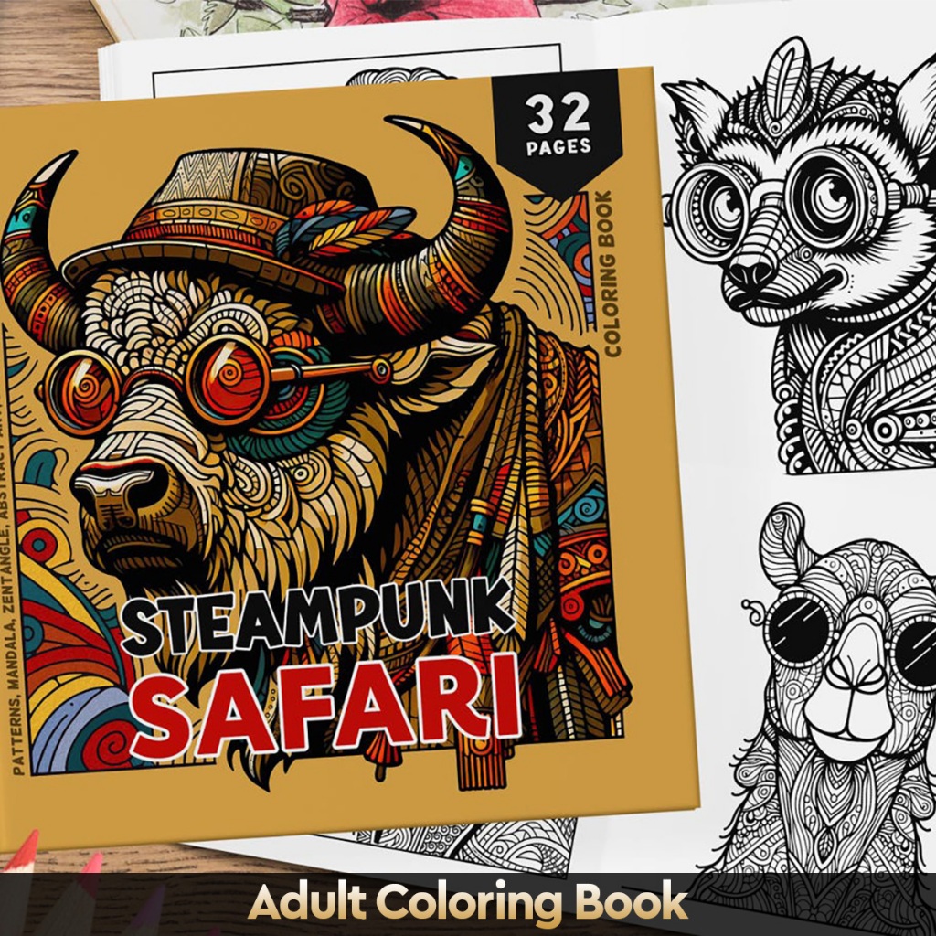 

32 Pages Buku Mewarnai Dewasa - Printable Adult Coloring Book - Digital Downloads - Gambar Steampunk