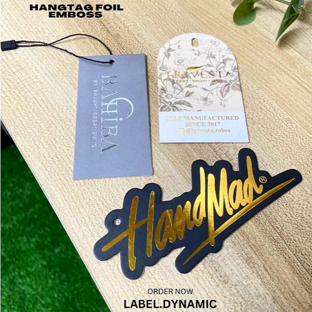 

Free Design | Hangtag Custom Hangtag Souvenir Tag Baju Foil Tebal HangTag Emas mengkilat Baju 2 Sisi