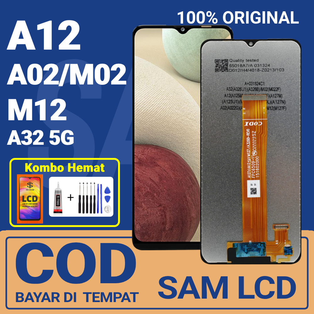 【ORIGINAL】 LCD Samsung A12 / A02 / M12 / A32-5G / M02 Ganti Layar lcd Touchscreen Original 100% Full