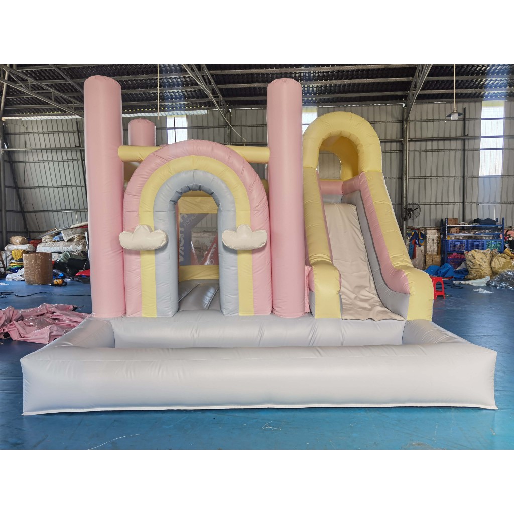 Playground Istana Balon Luxe PVC 5meter Rainbow Pastel Balon Perosotan