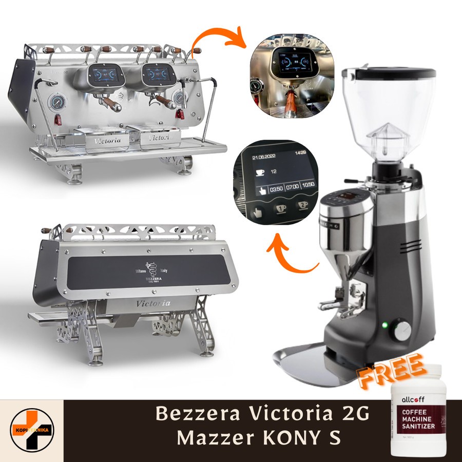 Paket Mesin Espresso BEZZERA VICTORIA 2G PID Grinder Kopi Mazzer KONY S Electronic