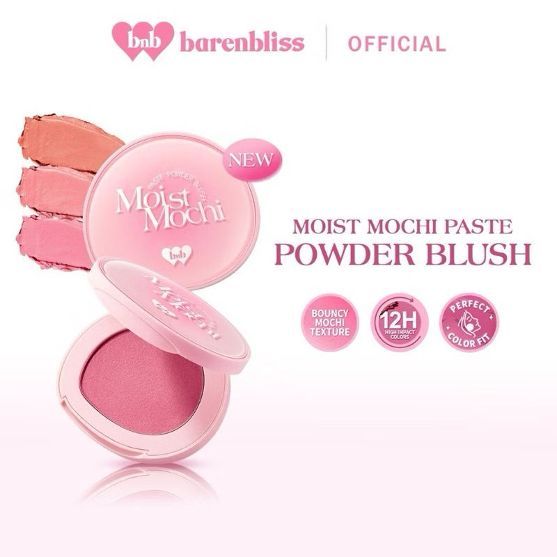 [NEW LAUNCH] BNB barenbliss Moist Mochi Paste Powder Blush [12H Lasting Color] Cream Blush Multi Gun