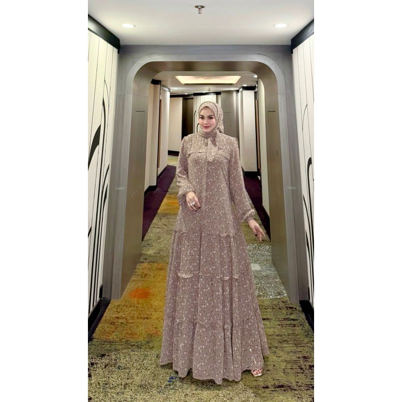 GAMIS WANITA NAJLA SET DRESS SERIAN BUNGA