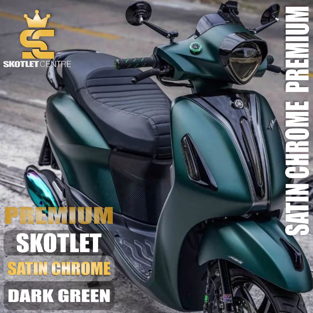 Sticker Stiker Skotlet Matte Chrome Dark Green Scotlet Hijau Tua Satin Army Scotlite ijo Doff Metali