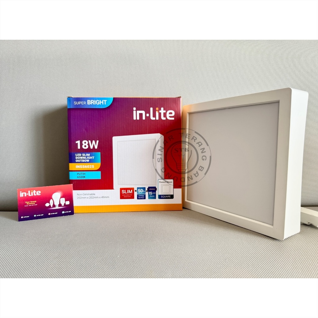 LAMPU LED INLITE SLIM DOWNLIGHT OUTBOW TEMPEL KOTAK 18 WATT 18W - INSS602S