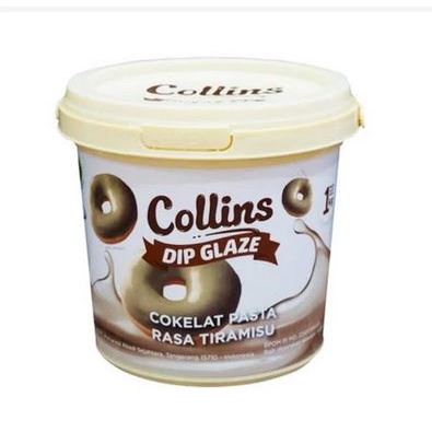 

collins dip glaze tiramisu 300gr / cocok untuk toping dan dipping / Selai Coating / Selai Dekorasi cake / Isian Cake