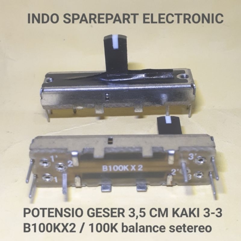 POTENSIO GESER 3,5 cm kaki 3-3 B100K balance setreo