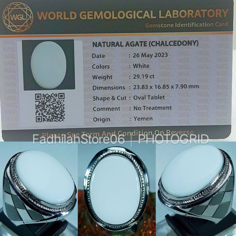 NATURAL AKIK YAMAN SUSU ABYAD OVAL BIG SIZE + MEMO LAB