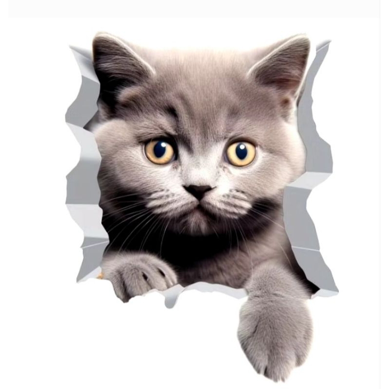 

stiker kucing lucu, stiker print cutting, bahan vinil lentur anti air dan panas, ukuran 20 cm
