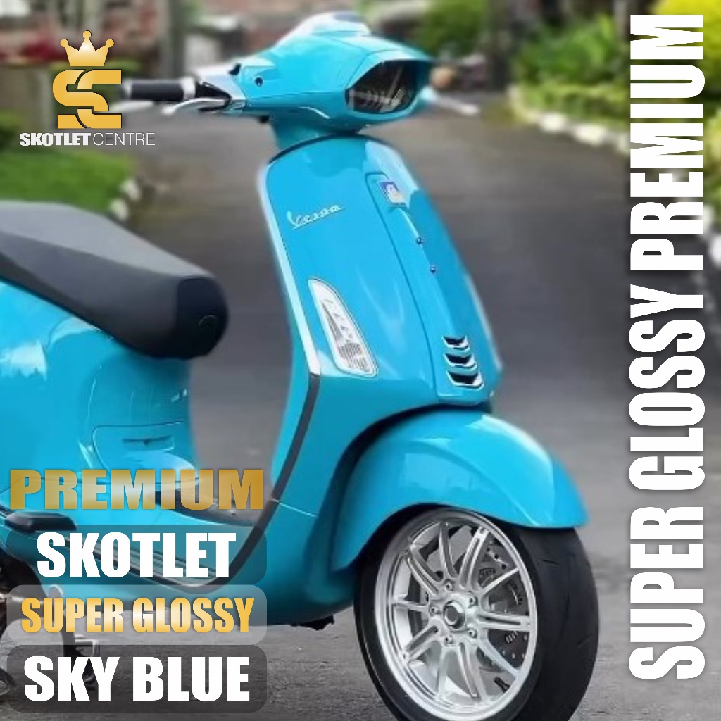 STIKER SKOTLET MOTOR SKY BLUE  PREMIUM SUPER GLOSSY STICKER SCOTLET BIRU LANGIT GLOS HIGHT CLASS TEB