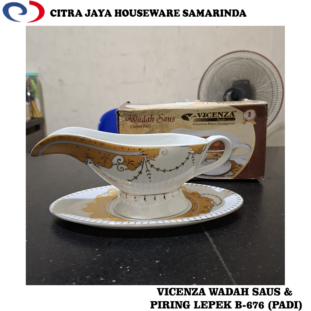 Gravy Sauce Boat dan Piring Lepek Keramik Vicenza B-676 (Per 1 Pcs)