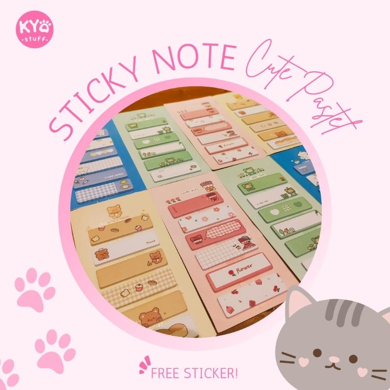 

(Kyo Stuff) Sticky Note Pastel 6 in 1 Imut Lucu Motif Cute Catatan Tempel Kartun Notes Kecil