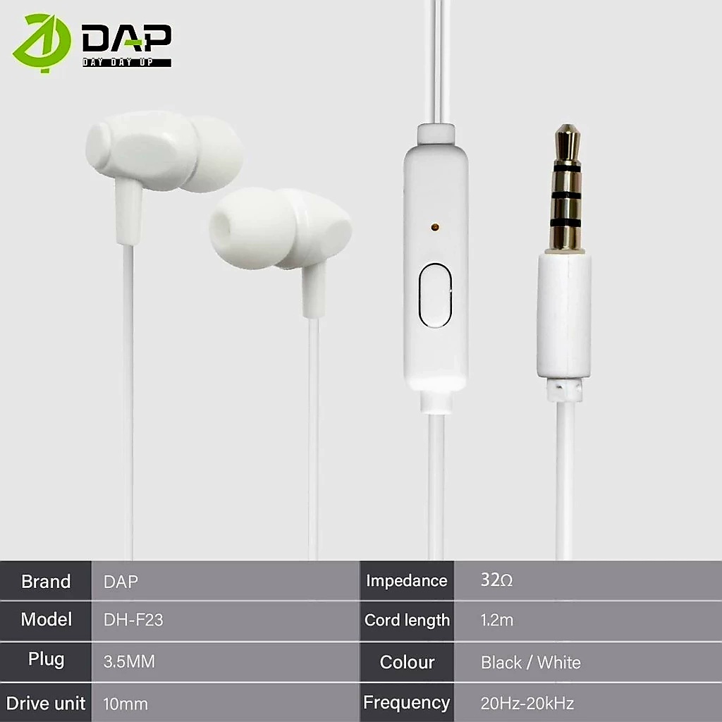 Dap DH-F23 Handsfree Hifi Stereo Compatible With All Jack 3.5mm Headset Earphone Samsung Nokia Xiaom
