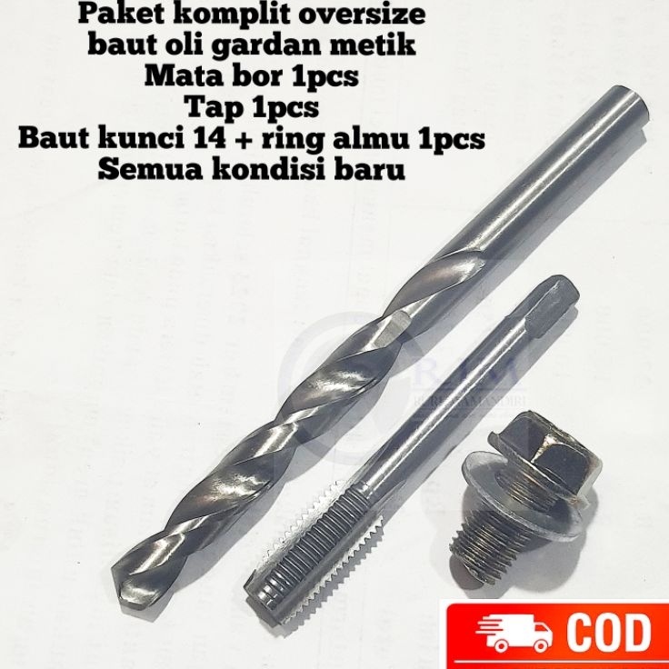 Murah Bermutu  paket komplit reparasi baut oli gardan metik baut oversize baut 14 set tap n bor buka