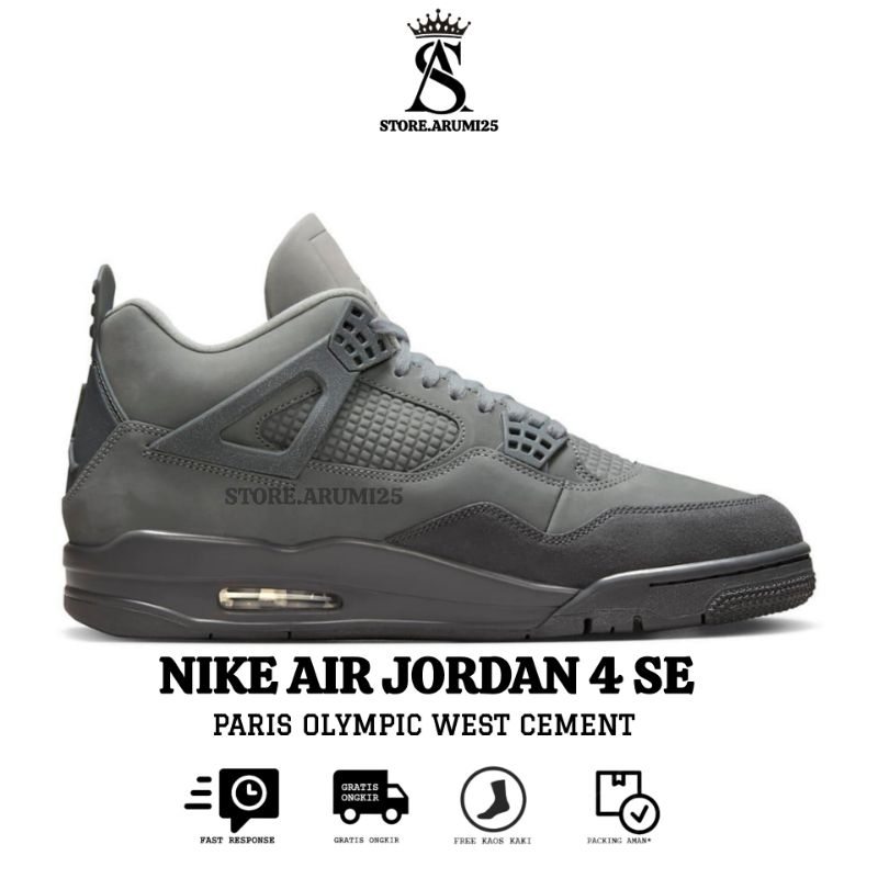 Sepatu N.K Air Jordan 4 SE Paris Olympic West Cement BNIB